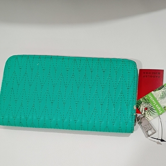 Badgley Mischka Turquoise Wallet with Silver Logo - Picture 3 of 4